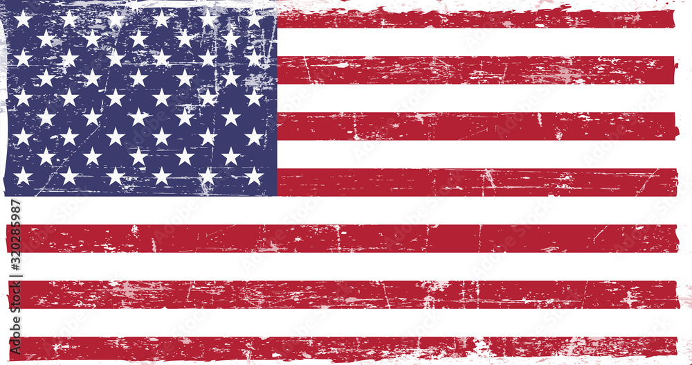Naklejka premium Flag of the United States of America in grunge style. The correct proportions.