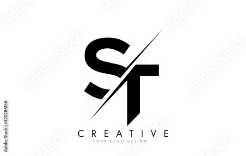 ST S T Letter Logo Design with a Creative Cut.