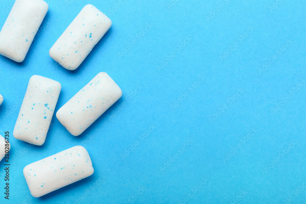 Chewing gums on color background Chewing gums on color background