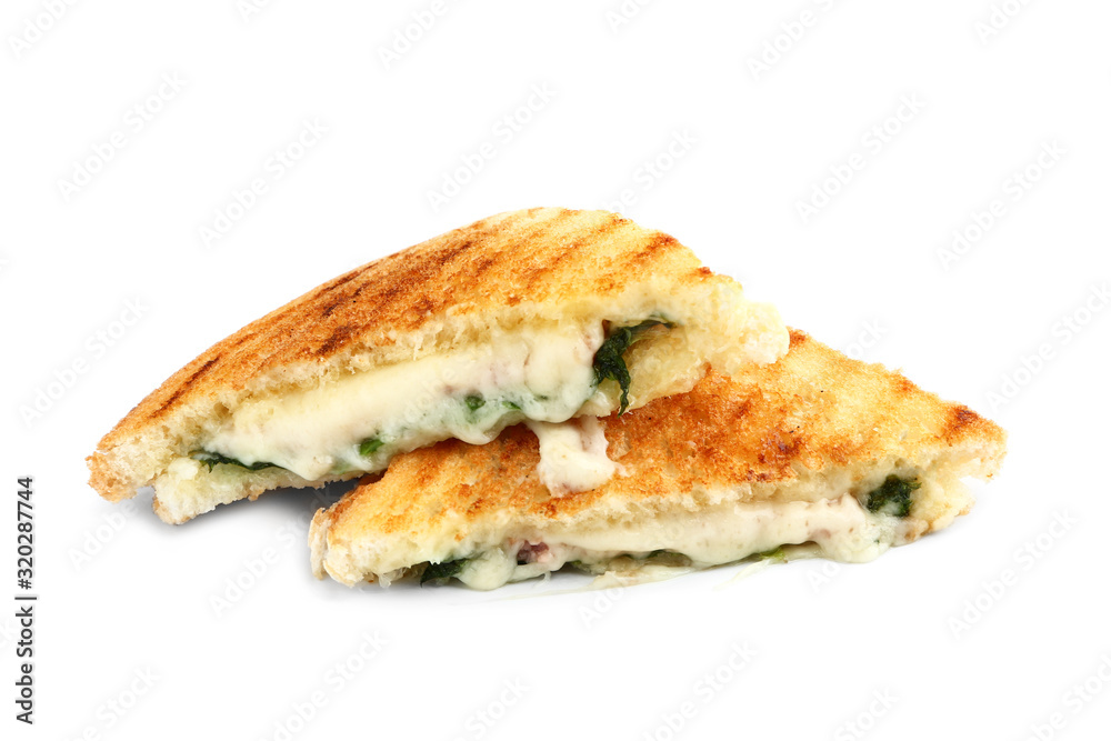 Tasty sandwiches with cheese on white background Tasty sandwiches with cheese on white background