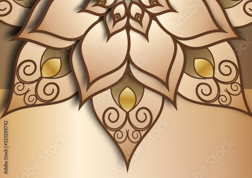 Floral mandala ornament. Ornamental ethnic banner. Islamic, Arab, Indian, Moroccan, Spanish, Turkish, Pakistani, Chinese, mystical, Ottoman motifs.