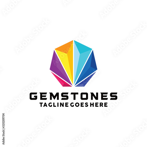 Gemstone logo design vector template with Colorful Concept style. Gem Symbol and crystal icon for jewelry, Shop, hotel, Company And Business.