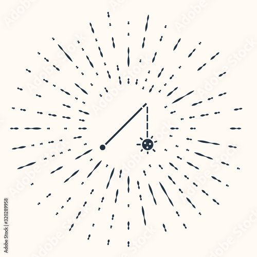 Grey Medieval chained mace ball icon isolated on beige background. Medieval weapon. Abstract circle random dots. Vector Illustration