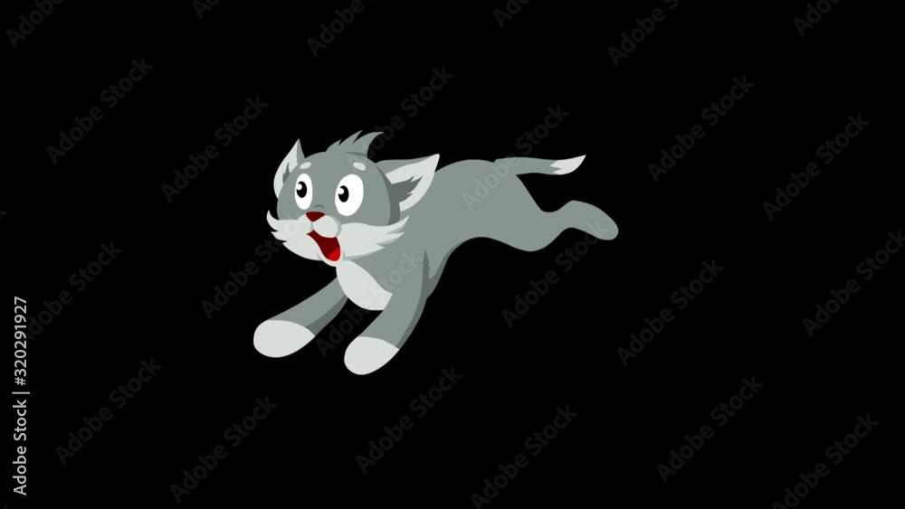 Looped animation of a running cat. Hand drawn animation on a transparent background. 29.97 fps Looped animation of a running cat. Hand drawn animation on a transparent background. 29.97 fps