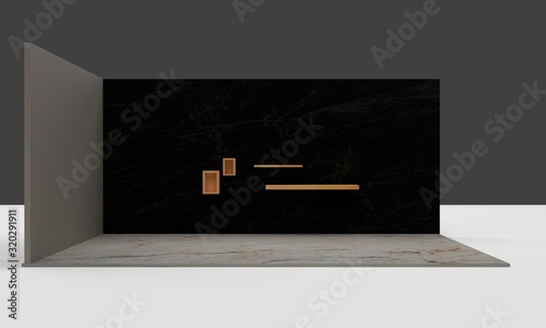 Empty Room Interior White Background. 3d Render Illustration