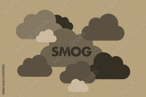 Smog, pollution and polluted air. Dirty and toxic air is contaminated by smoke, fume, exhaust and dust. 