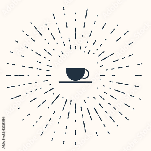 Grey Coffee cup icon isolated on beige background. Tea cup. Hot drink coffee. Abstract circle random dots. Vector Illustration