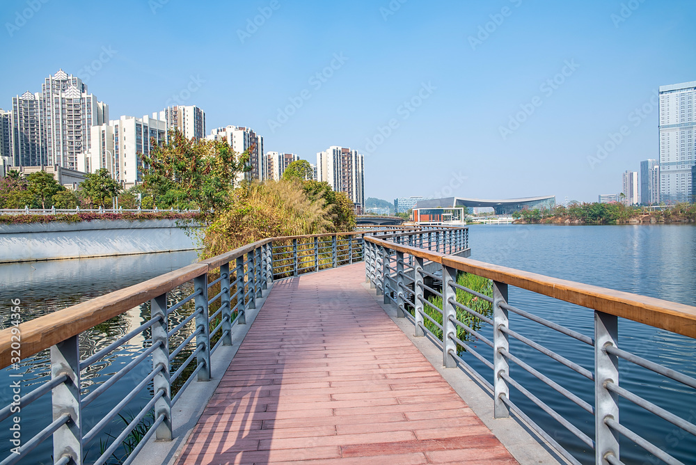 Landscape of Fenghuang Lake Park, Nansha District, Guangzhou, China Landscape of Fenghuang Lake Park, Nansha District, Guangzhou, China