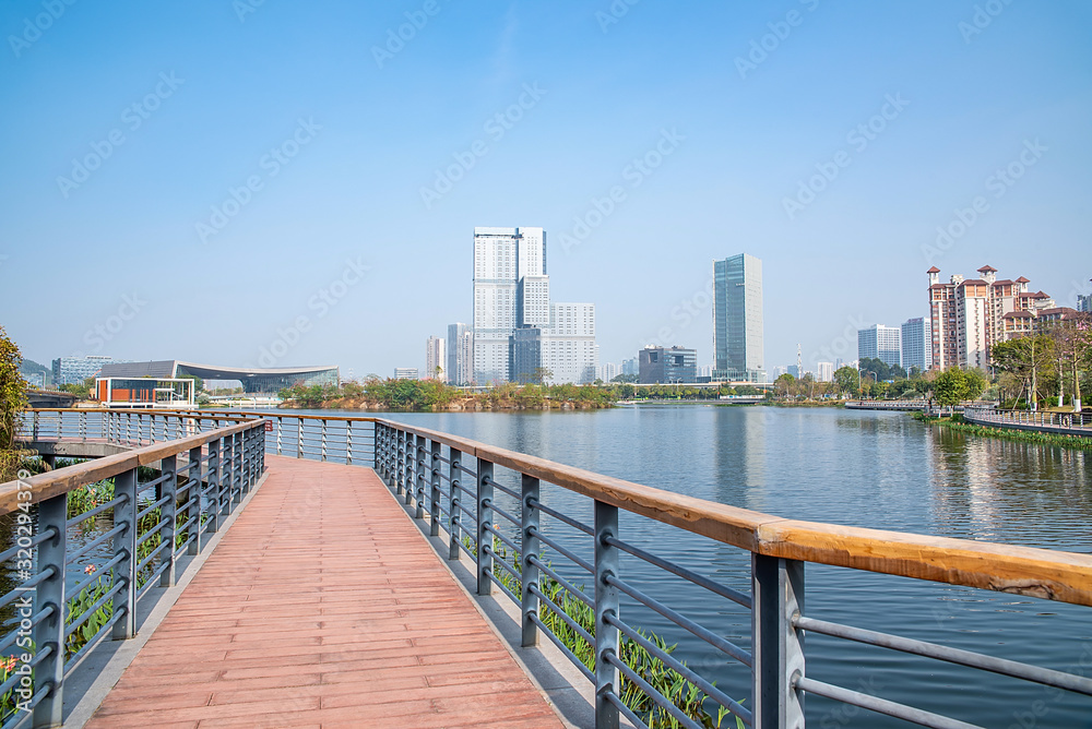 Landscape of Fenghuang Lake Park, Nansha District, Guangzhou, China