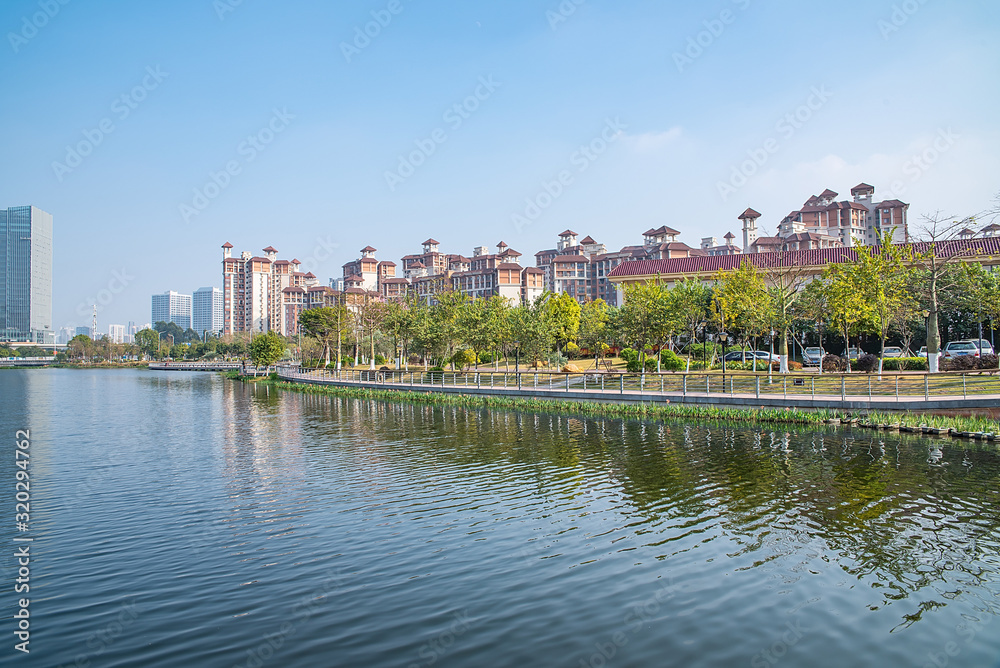 Beautiful Lakeview Real Estate Residential District in Fenghuanghu Park, Nansha District, Guangzhou, China