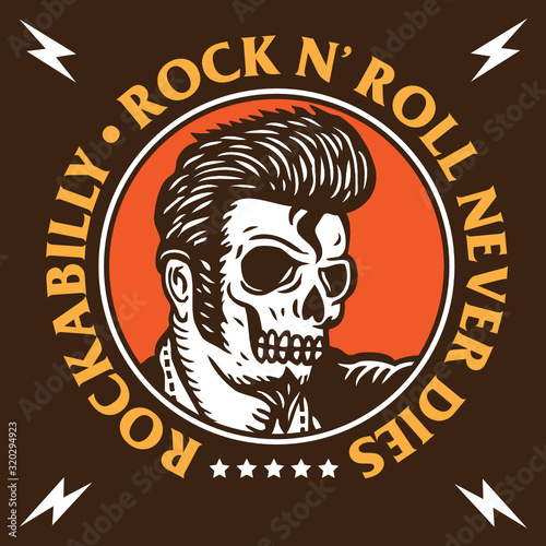 Rockabilly Skull Rock N' Roll Logo