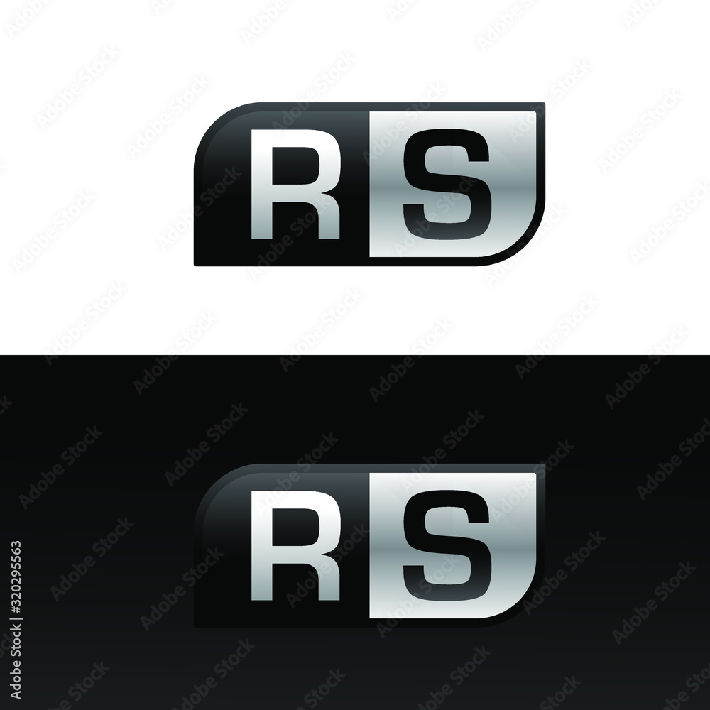 Logo letter RS with two different sides. Negative or black and white vector template design vector Logo letter RS with two different sides. Negative or black and white vector template design vector