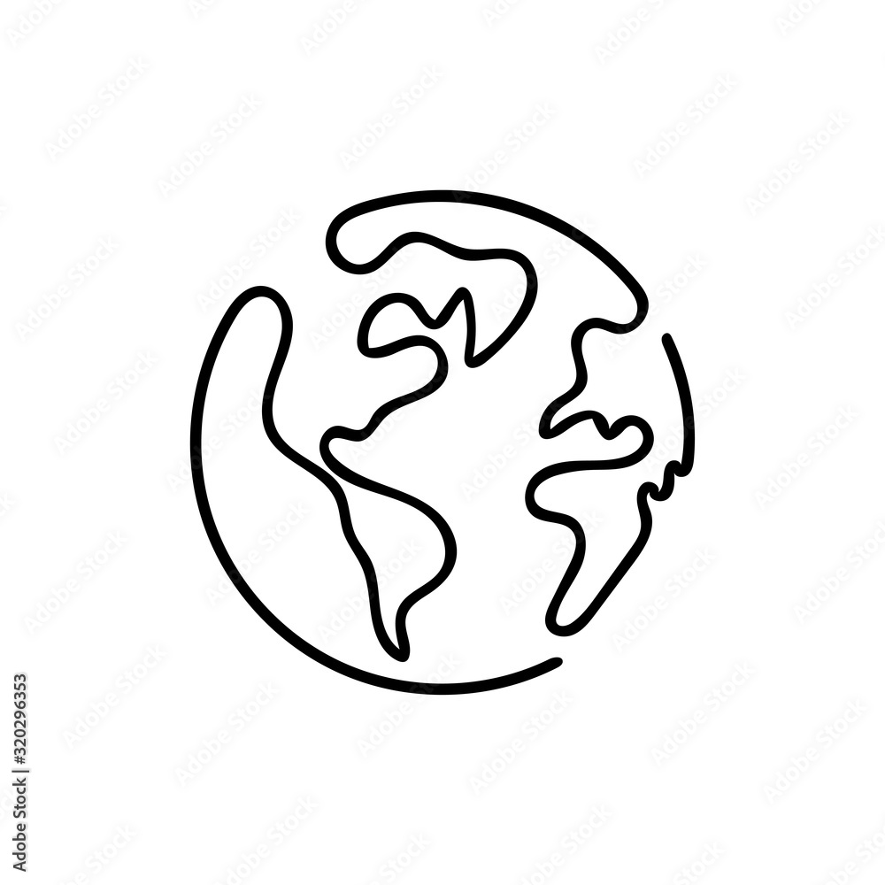 Planet Earth line art - One line style world. Simple modern minimaistic style vector design for posters, flyers, t-shirts, cards, invitations, stickers, logos. Hand painted brush pen. Planet Earth line art - One line style world. Simple modern minimaistic style vector design for posters, flyers, t-shirts, cards, invitations, stickers, logos. Hand painted brush pen.