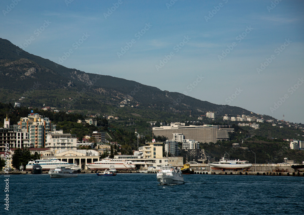 Harbor of the port city of Yalta, Crimea.