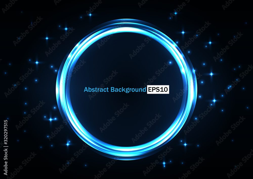 abstract circle light with star on dark blue background design,illustration vector design background