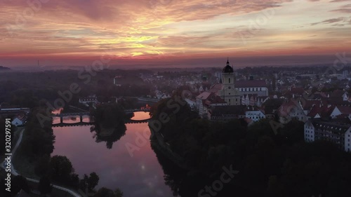 Incredible Sunrise over Neuburg an der Donau, Germany. photo