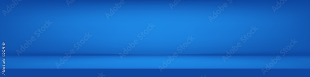 Luxury blue color abstract background. Banner for advertise product on website. Empty vivid blue color studio table room background
