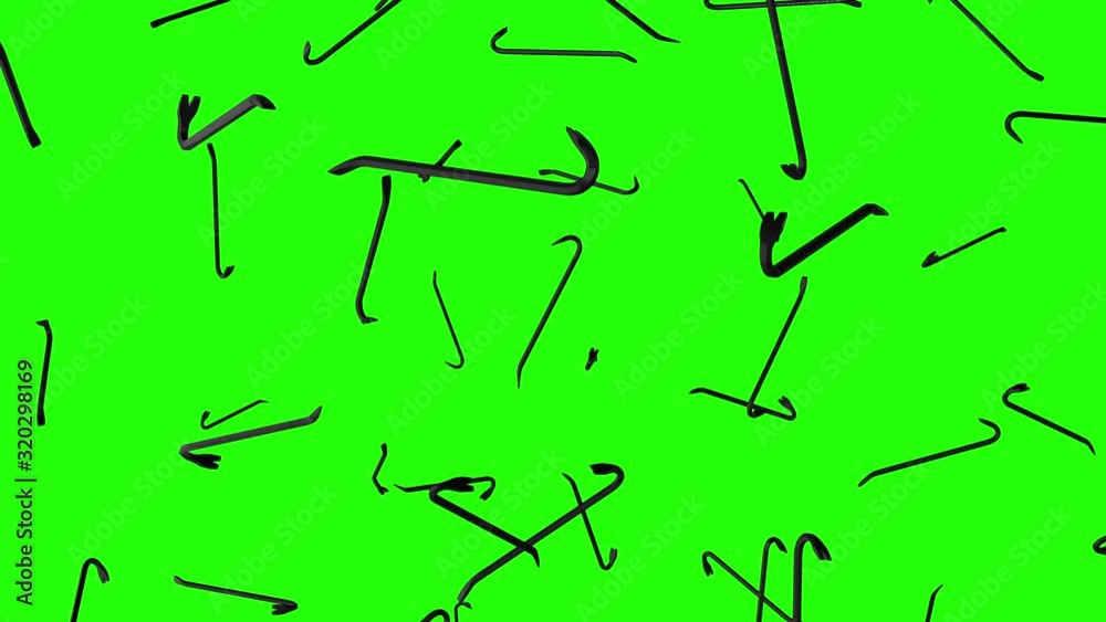 metal crowbar falling green screen animation metal crowbar falling green screen animation