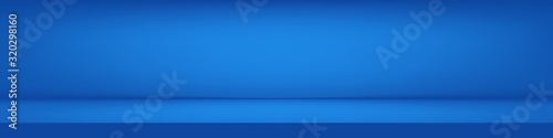 Luxury blue color abstract background. Banner for advertise product on website. Empty vivid blue color studio table room background