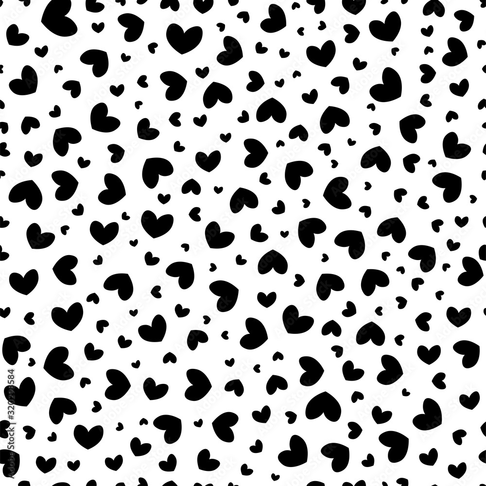 Black hearts seamless repeat pattern for wrapping paper.Black hearts on a white background.Valentine's day pattern. Black hearts seamless repeat pattern for wrapping paper.Black hearts on a white background.Valentine's day pattern.
