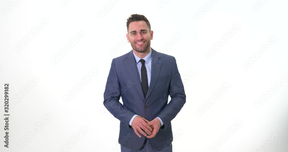 Young Suited Guy Showing a Gold Bitcoin Cryptocurrency Young Suited Guy Showing a Gold Bitcoin Cryptocurrency