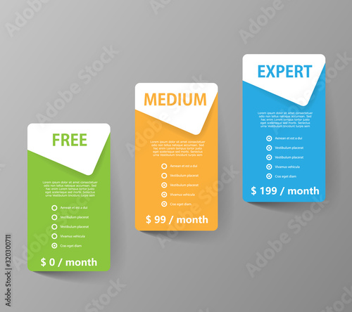 Product and services three price choice banners - Vector