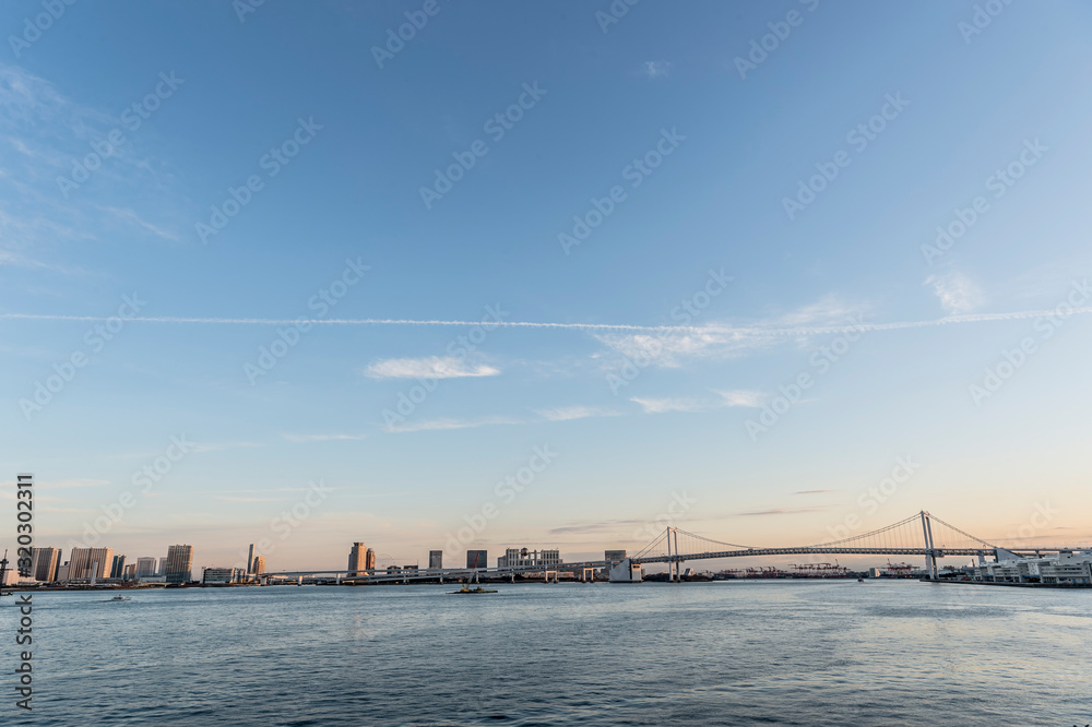 東京都港区竹芝から見た東京の夕景