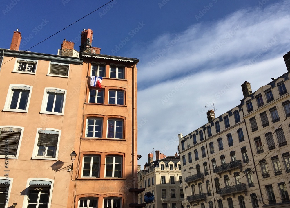 Buildings in Lyon's old town, France