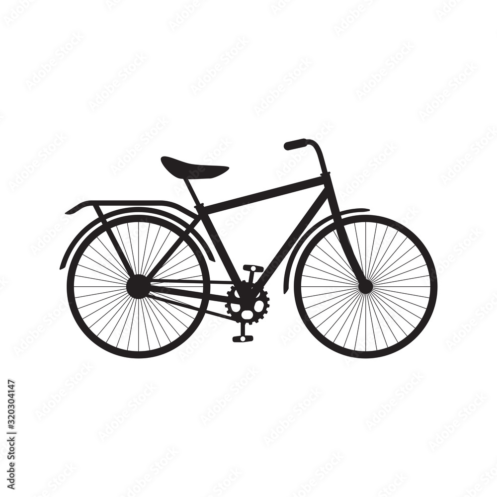 Retro bicycle black isolated vector icon. Old bike, vintage style illustration.