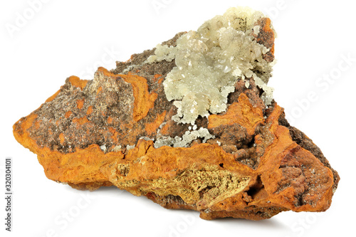 smithsonite from La Ojuela Mine, Mexico isolated on white background photo