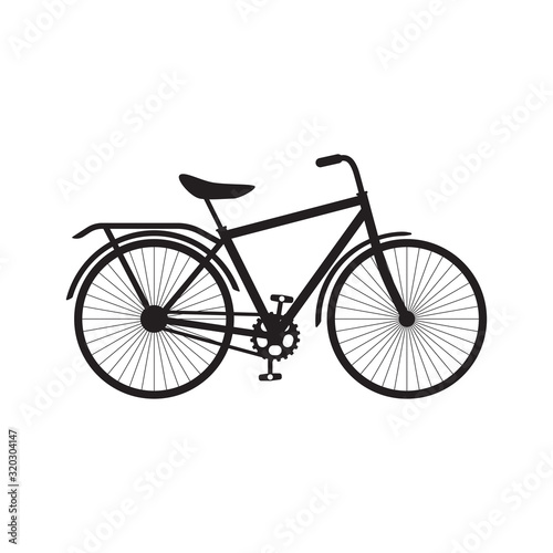 Retro bicycle black isolated vector icon. Old bike, vintage style illustration.