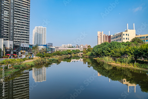 Fototapeta Naklejka Na Ścianę i Meble -  Cityscape of Nansha District, Guangzhou, China