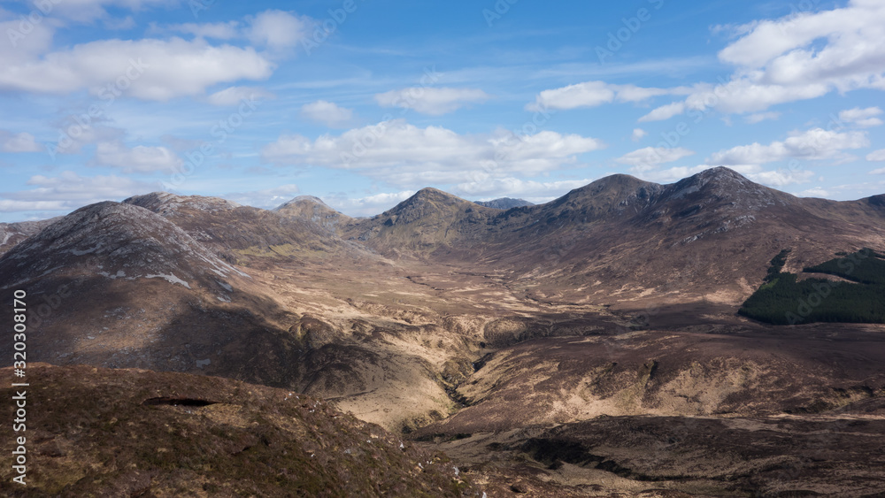 View of the Twelve Bens mountain range from Diamond Hill in Connemara National Park, County Galway, Ireland.