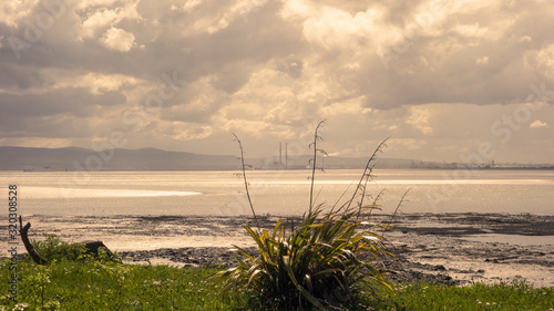 Photography View across Dublin Bay towards Poolbeg Power Station from Sutton, County Dublin, Ireland
