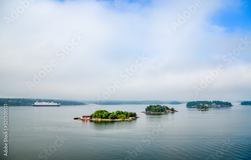 Slika na platnu Dwellings islands on Stockholm archipelago in Baltic sea at sunny morning, Swede