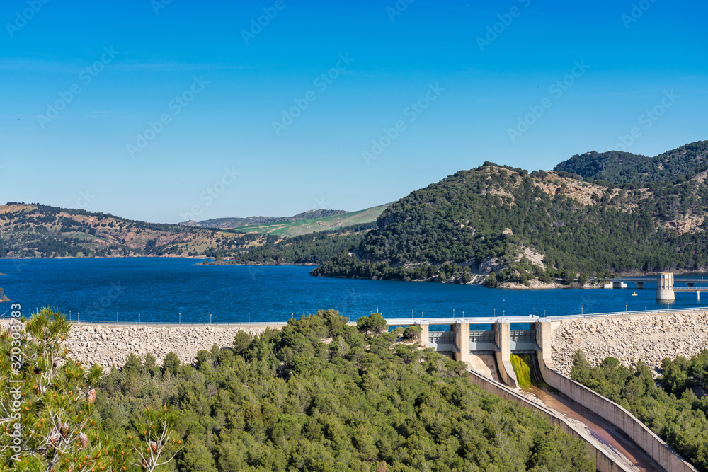 Lake Embalse del Guadalhorce, Ardales Reservoir, Malaga, Andalusia, Spain Lake Embalse del Guadalhorce, Ardales Reservoir, Malaga, Andalusia, Spain