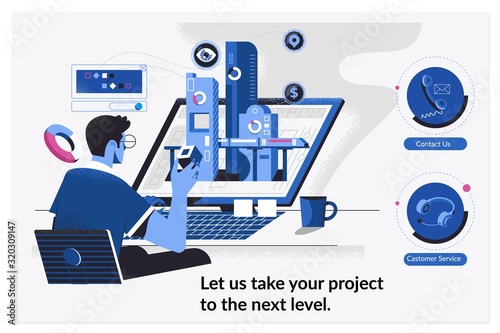 web page design templates for Levels of work on project. Developer working on a new project