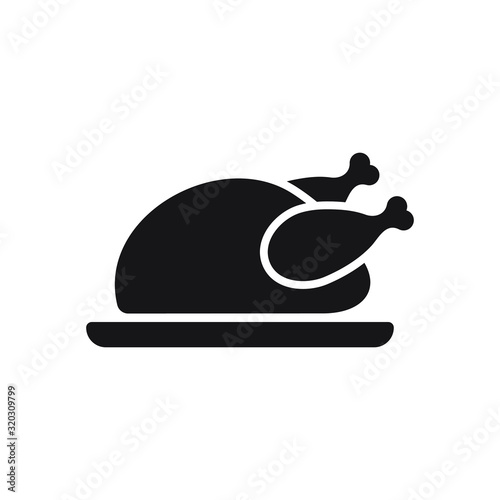 Chicken icon. Chicken dish vector. Chicken on plate vector.