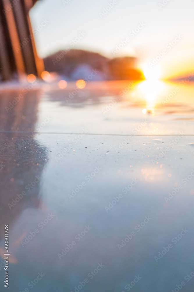 ice and snow at sunset ice and snow at sunset