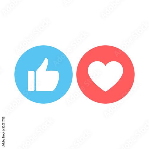 Thumbs up and heart icon on a white background. Vector icon empathetic emoji reactions isolated
