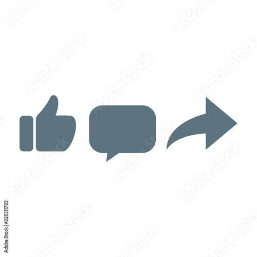 Vector thumb up comment share icon set isolated