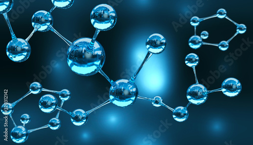 Fototapeta Naklejka Na Ścianę i Meble -  Science background with molecule or atom, Abstract structure for Science or medical background, 3d illustration.