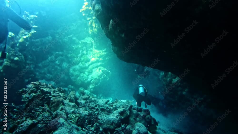 Exploring the depth of sea by scuba divers.