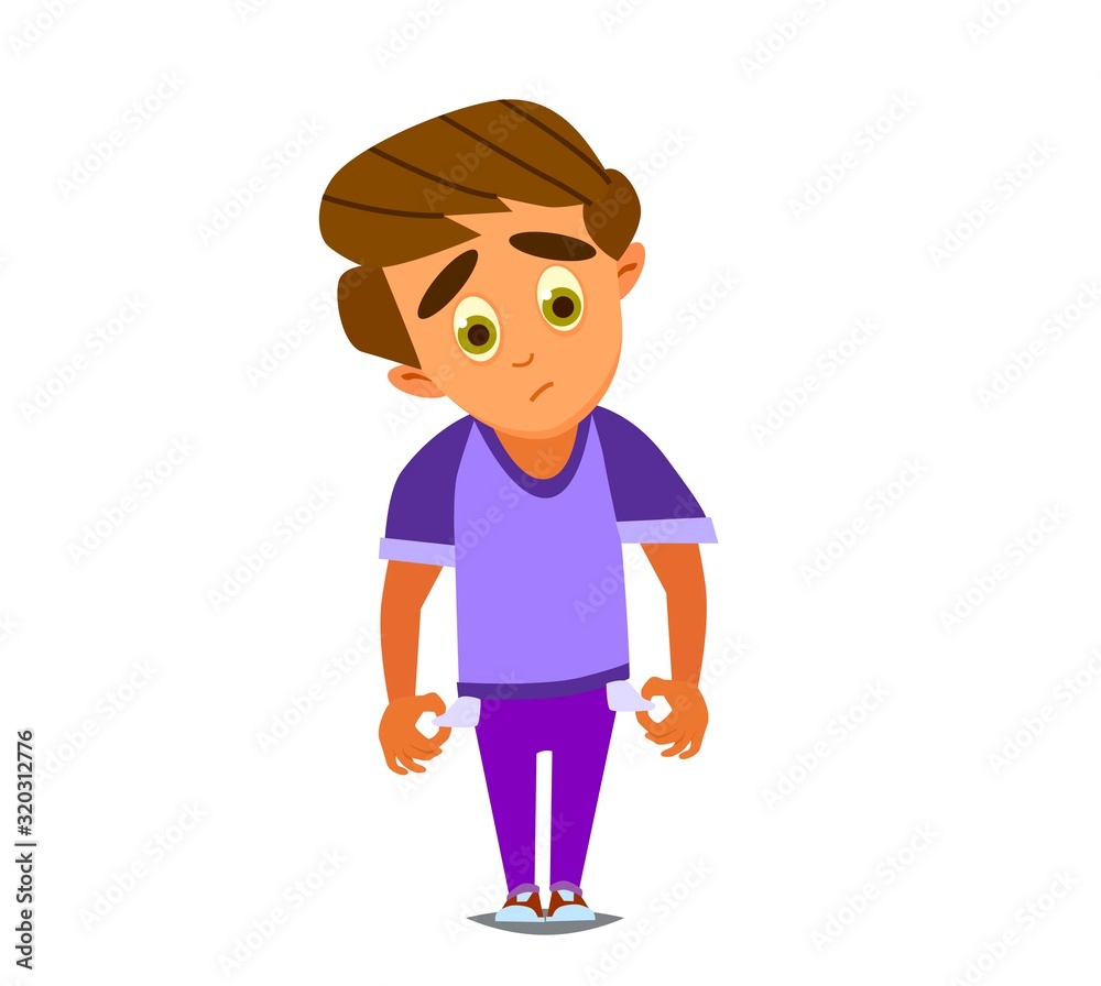 Cartoon character, African Boy does not have money to buy candy., vector eps10 Cartoon character, African Boy does not have money to buy candy., vector eps10