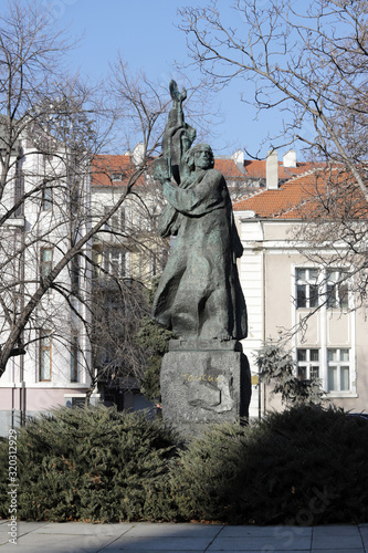 Monument to priest Paisiy Hilendarski, Saint Paisius of Hilendar or Paìsiy Hilendàrski monument in Sofia, Bulgaria photo