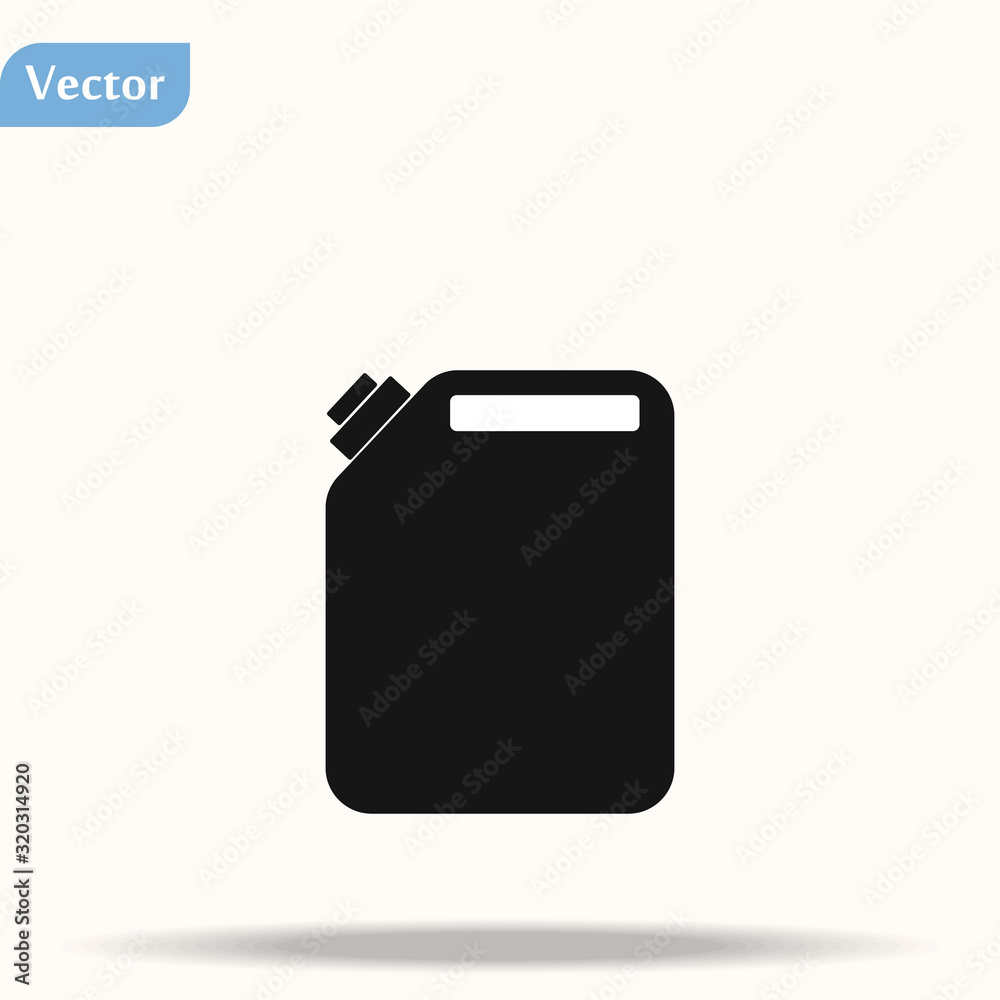 Petrol canister icon. Silhouette illustration of Petrol canister vector icon for web isolated on white background Petrol canister icon. Silhouette illustration of Petrol canister vector icon for web isolated on white background