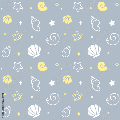Cartoon seashell seamless pattern