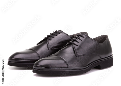 A pair of men classic leather shoes. Men shoes isolate on a white background.