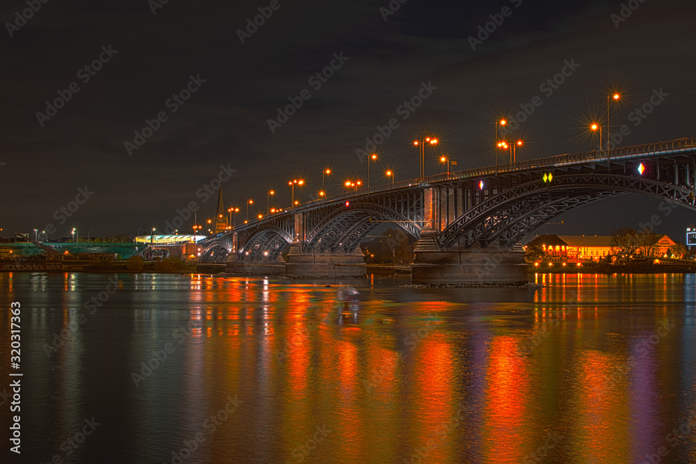 Theodor Heuss Bridge at Night