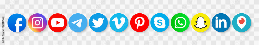 Social media icons illustration. facebook, twitter instagram and